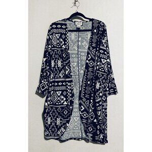 Mary McFadden Cardigan Womens XL Southwestern Long Line Duster Knit Boho